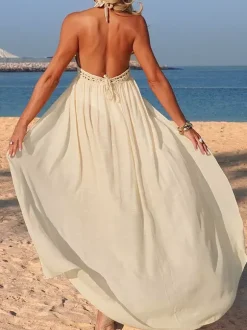 Paréos pour femmes couleur abricot sans manches découpes maillots de bain d'été pour la plage