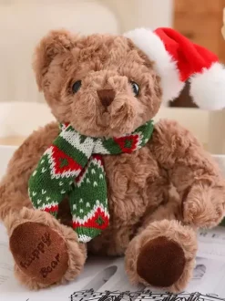 Peluche D'ours Poupée Petit Noël Cadeau Enfant Chapeau Écharpe