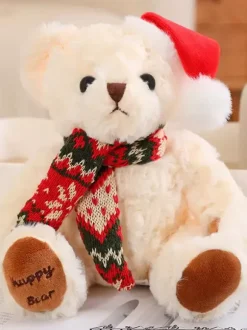 Peluche D'ours Poupée Petit Noël Cadeau Enfant Chapeau Écharpe