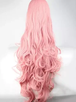 perruque de Hallowmas de Carnaval ébouriffée longue frisée Saumon Rose en fibre synthétique mode Perruques