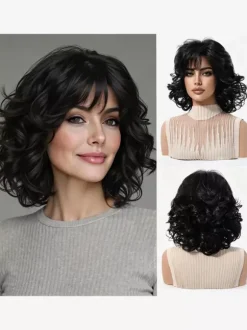 Perruque synthétique châtain clair courte pour femme