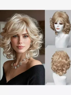Perruque synthétique châtain clair courte pour femme