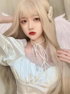 Perruque douce Lolita longue perruque de cheveux Lolita en fibre résistante à la chaleur Déguisements Halloween