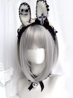 Perruques Lolita Gothiques Argent Courtes Ébouriffées Lolita Accessoires