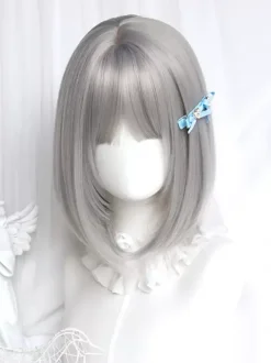Perruques Lolita Gothiques Argent Courtes Ébouriffées Lolita Accessoires