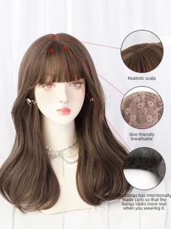 Perruques Sweet Lolita Longue Fibre Résistante À La Chaleur Accessoires Lolita Marron Foncé