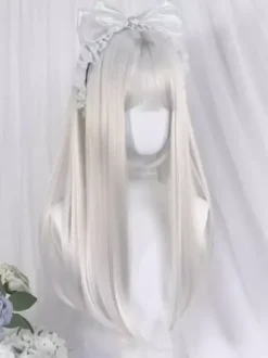 Perruques gothiques Lolita Accessoires Lolita argentés longs