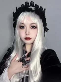 Perruques gothiques Lolita Accessoires Lolita argentés longs