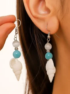 Petites boucles d'oreilles bohèmes en forme de conque pour femmes 2026