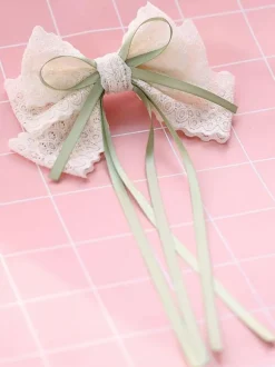 Pince à cheveux Lolita Sweet Lace Bow Two Tone Green Accessoire pour cheveux Lolita Déguisements Halloween