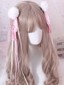 Épingle à cheveux Lolita de style chinois Pom Pom Tassel Bow Rouge Lolita Accessoire pour cheveux Déguisements Halloween