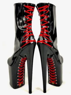 Pole Dance Chaussures Femmes Bottines Tissu À Paillettes Noire Bout Ouvert Plateforme Haute Bottes À Talons Hauts