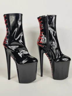 Pole Dance Chaussures Femmes Bottines Tissu À Paillettes Noire Bout Ouvert Plateforme Haute Bottes À Talons Hauts