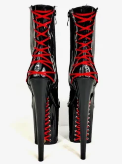 Pole Dance Chaussures Femmes Bottines Tissu À Paillettes Noire Bout Ouvert Plateforme Haute Bottes À Talons Hauts