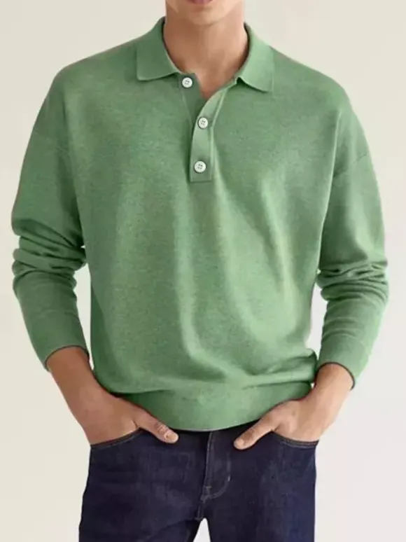 Polo à col et manches longues pour homme t-shirt de sport à boutons polos de golf athlétiques chemises quotidiennes