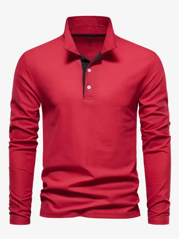 Polo homme à col rabattu manches longues avec logos coupe classique gris à la mode