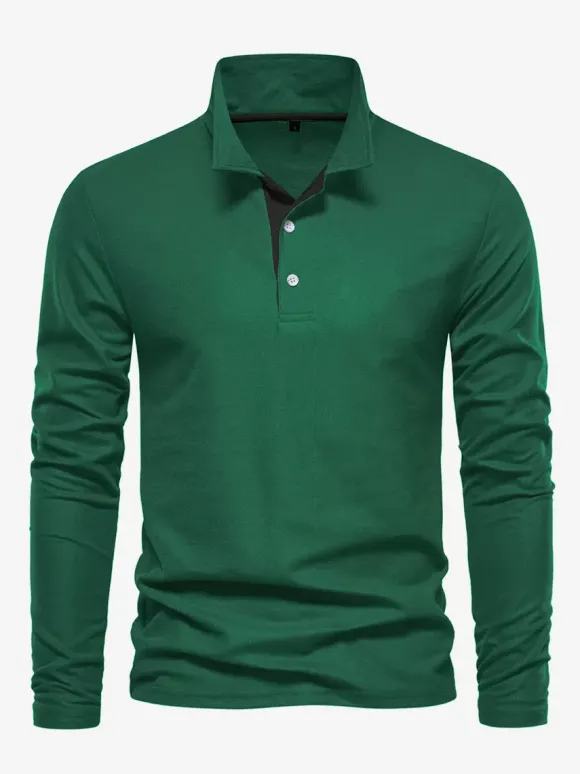 Polo homme à col rabattu manches longues avec logos coupe classique gris à la mode