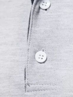 Polo homme à col rabattu manches longues avec logos coupe classique gris à la mode