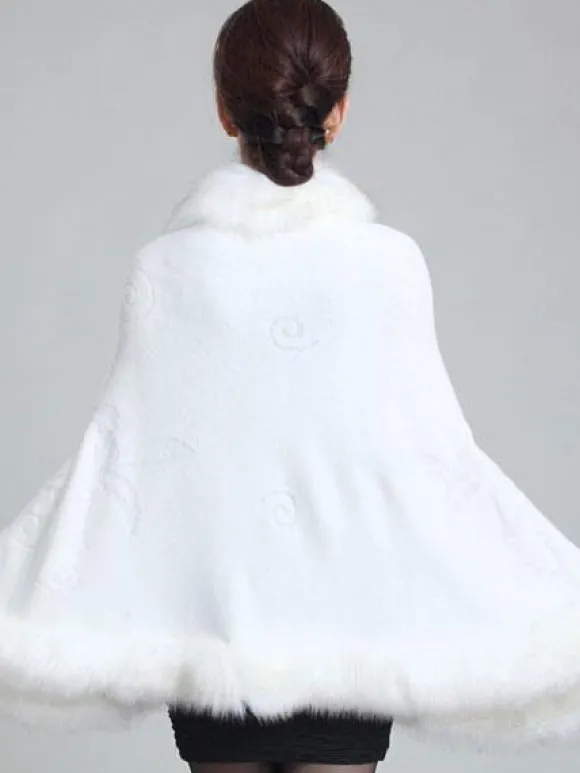 Poncho Cape Femmes Vestes et Manteaux Hivers à Col Rond avec Manches Longues Volants Unicolore