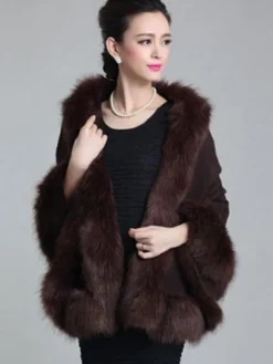 Poncho Cape Femmes Vestes et Manteaux Hivers à Col Rond avec Manches Longues Volants Unicolore