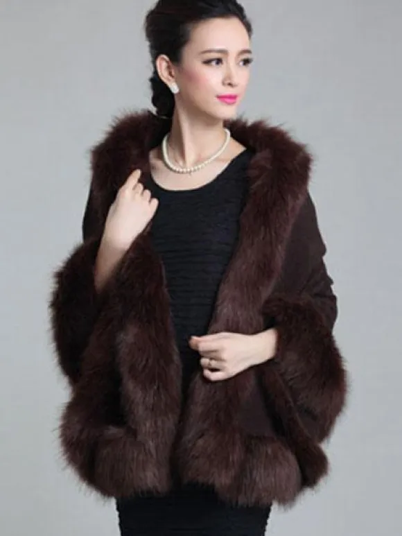 Poncho Cape Femmes Vestes et Manteaux Hivers à Col Rond avec Manches Longues Volants Unicolore