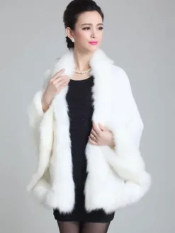 Poncho Cape Femmes Vestes et Manteaux Hivers à Col Rond avec Manches Longues Volants Unicolore