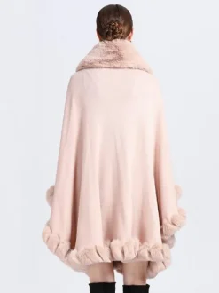 Poncho Femme avec Manches Longues à Col Revers Unicolore