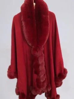Poncho Femme avec Manches Longues à Col Revers Unicolore