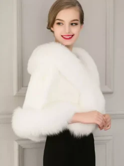 Poncho Fourré Polaire Femme Cape Blanche