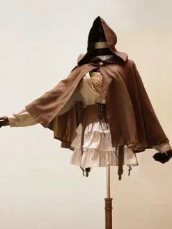 Poncho gothique Lolita en daim marron foncé Vêtements d'extérieur Lolita d'automne