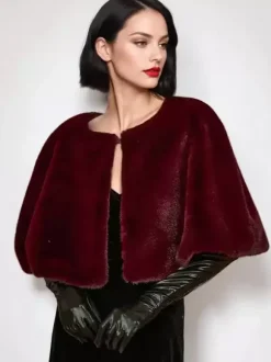 Poncho Cape Bordeaux Femme mariage soirée