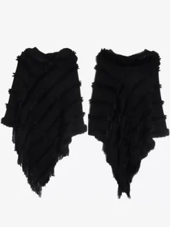 Poncho à capuche pour femme  Cape à franges surdimensionnée verte
