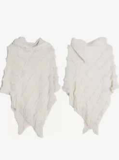 Poncho à capuche pour femme Cape à franges surdimensionnée verte
