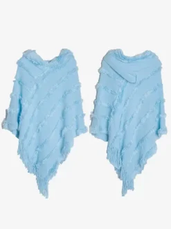 Poncho à capuche pour femme Cape à franges surdimensionnée verte