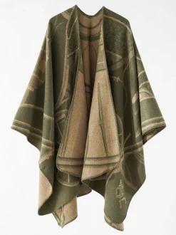 Poncho Femme Cape Rouge Bicolore