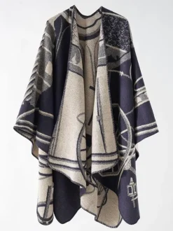 Poncho Femme Cape Rouge Bicolore