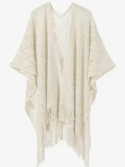 Poncho pour femme avec encolure conçue cape poncho marron clair