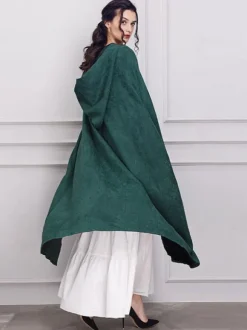 Ponchos de Noël pour femmes Cape vert foncé Polyester Costumes de vacances de Noël