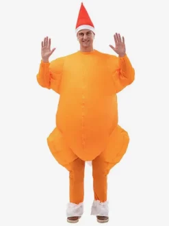 Poulet rôti drôle unisexe Orange Polyester fibre combinaison noël vacances Costumes