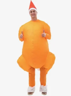 Poulet rôti drôle unisexe Orange Polyester fibre combinaison noël vacances Costumes