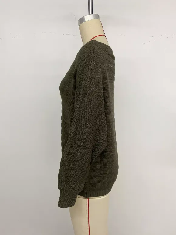 Pull en maille à manches longues et épaules dénudées coupe ample pour femme (collection 2026)