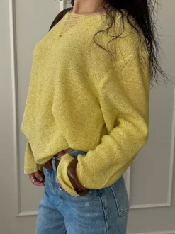 Pull en maille effet usé avec paillettes pour femme (2026)