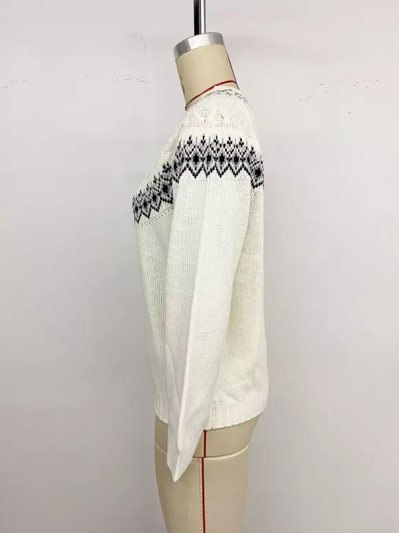 Pull en maille Fair Isle à col montant et manches longues pour femme 2026