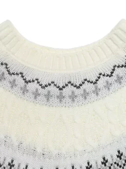 Pull en maille Fair Isle à col montant et manches longues pour femme 2026