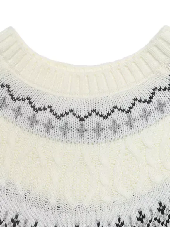 Pull en maille Fair Isle à col montant et manches longues pour femme 2026