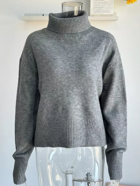 Pull en tricot uni à col bénitier pour femme (2026)