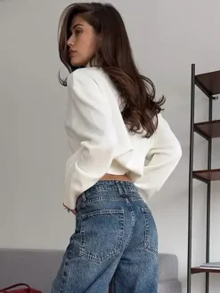 Pull en tricot uni à col bénitier pour femme (2026)