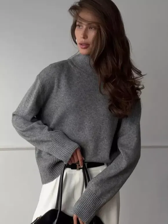 Pull en tricot uni à col bénitier pour femme (2026)