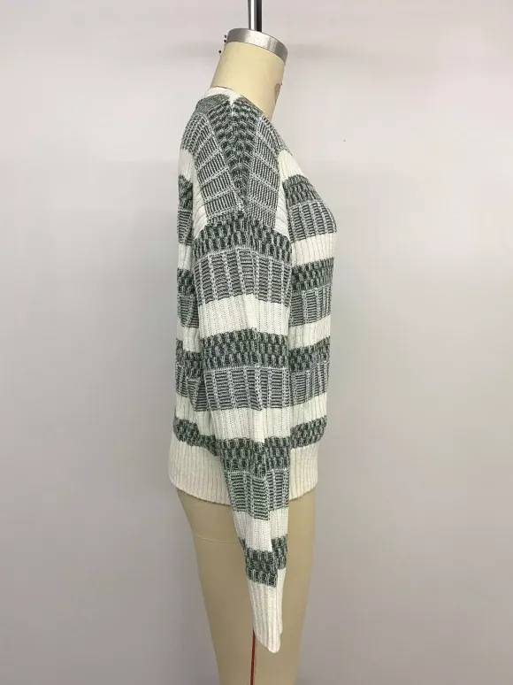 Pull À Col Bijou Bicolore Vert Femme Manches Longues Superposés En Acrylique