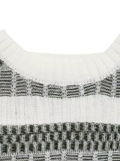Pull À Col Bijou Bicolore Vert Femme Manches Longues Superposés En Acrylique